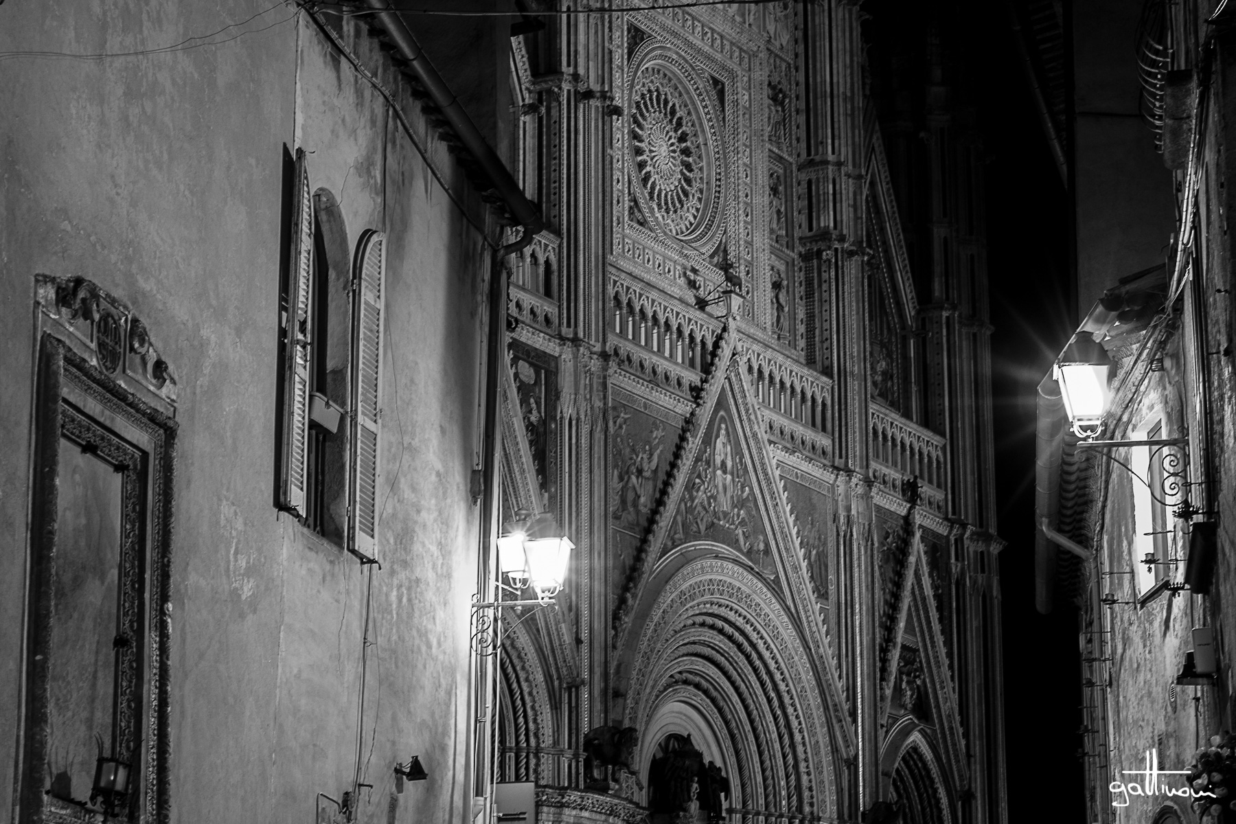 Orvieto, the streets of the old town at night 3...