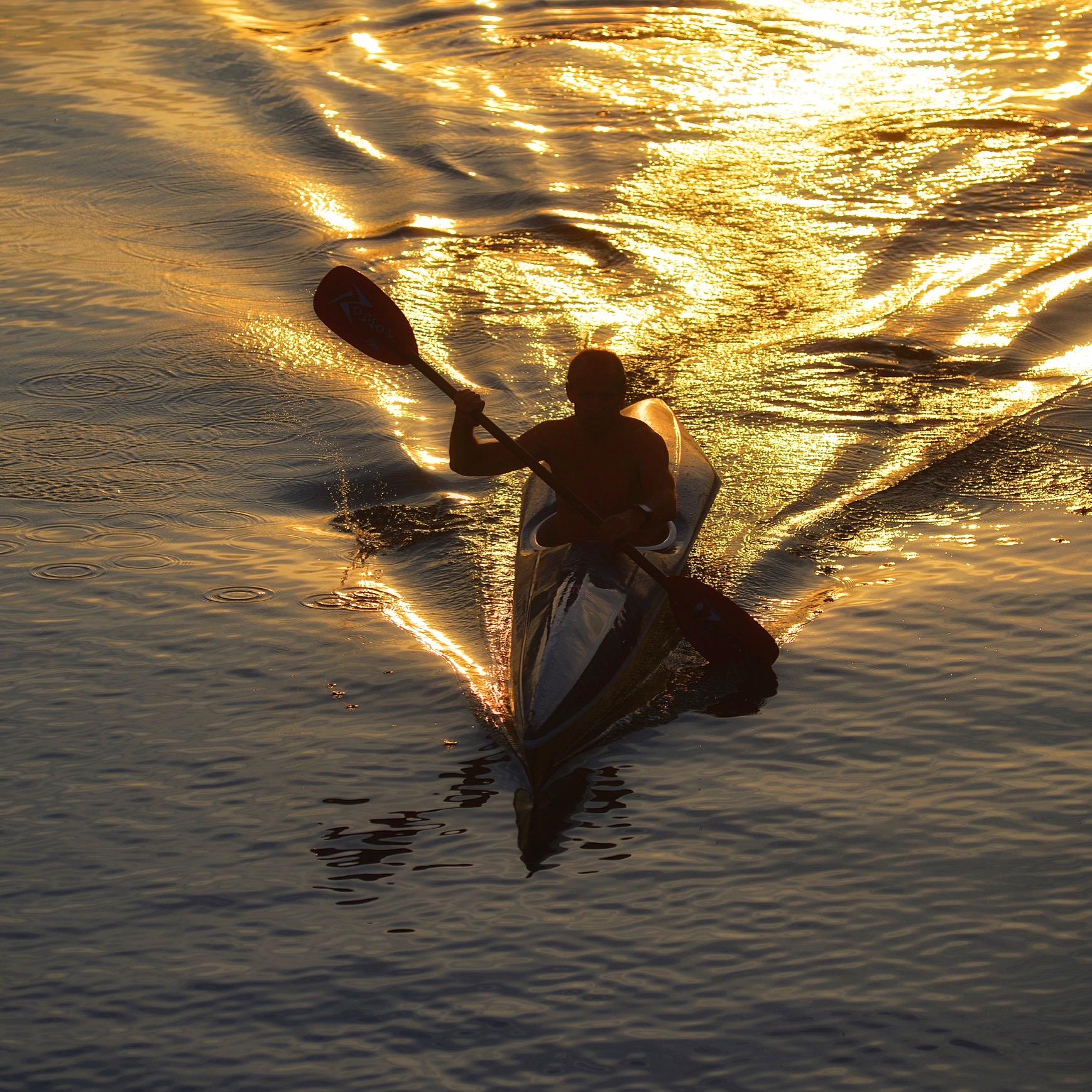 Canoeing on the lake golden...