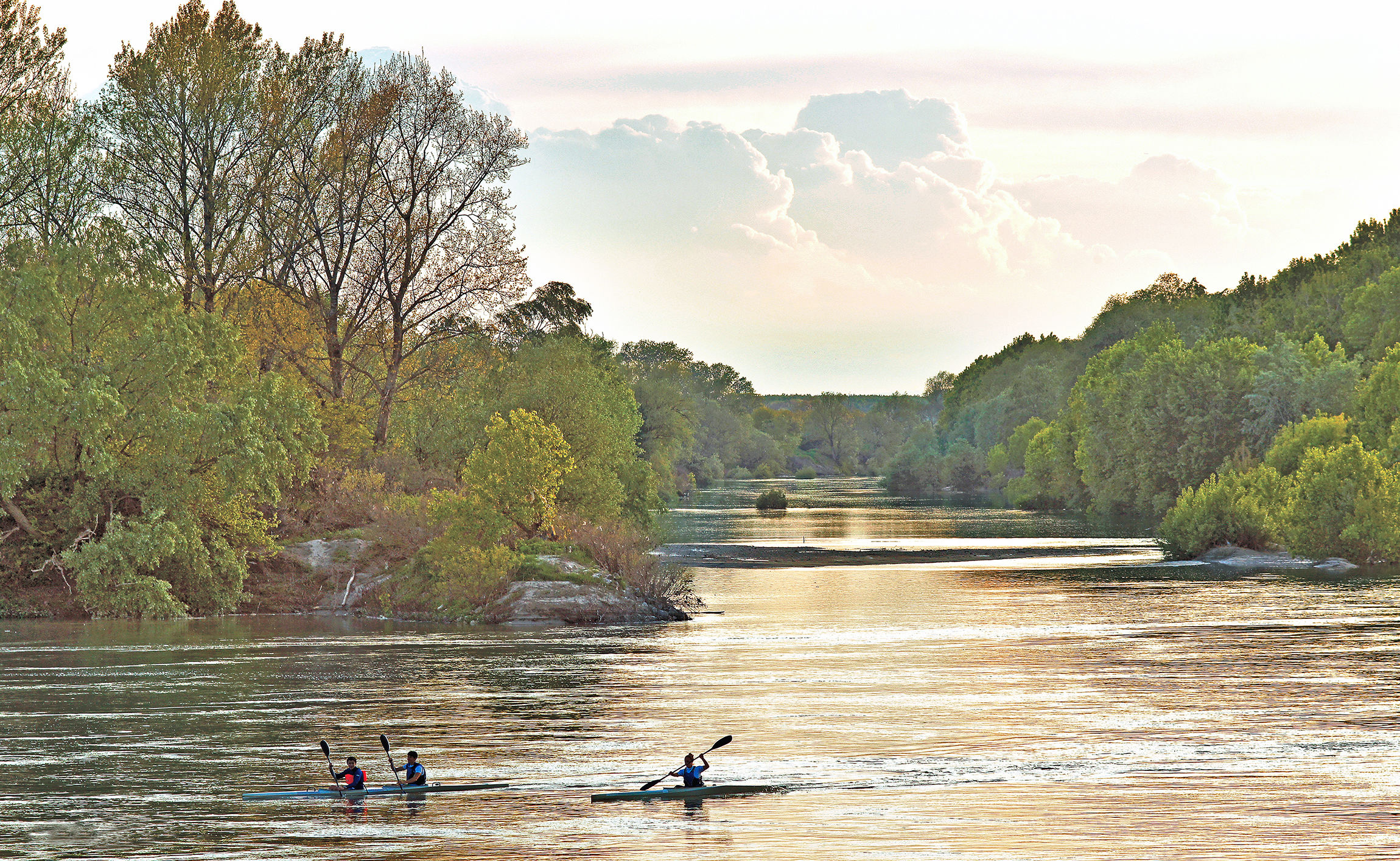 rowing on river...