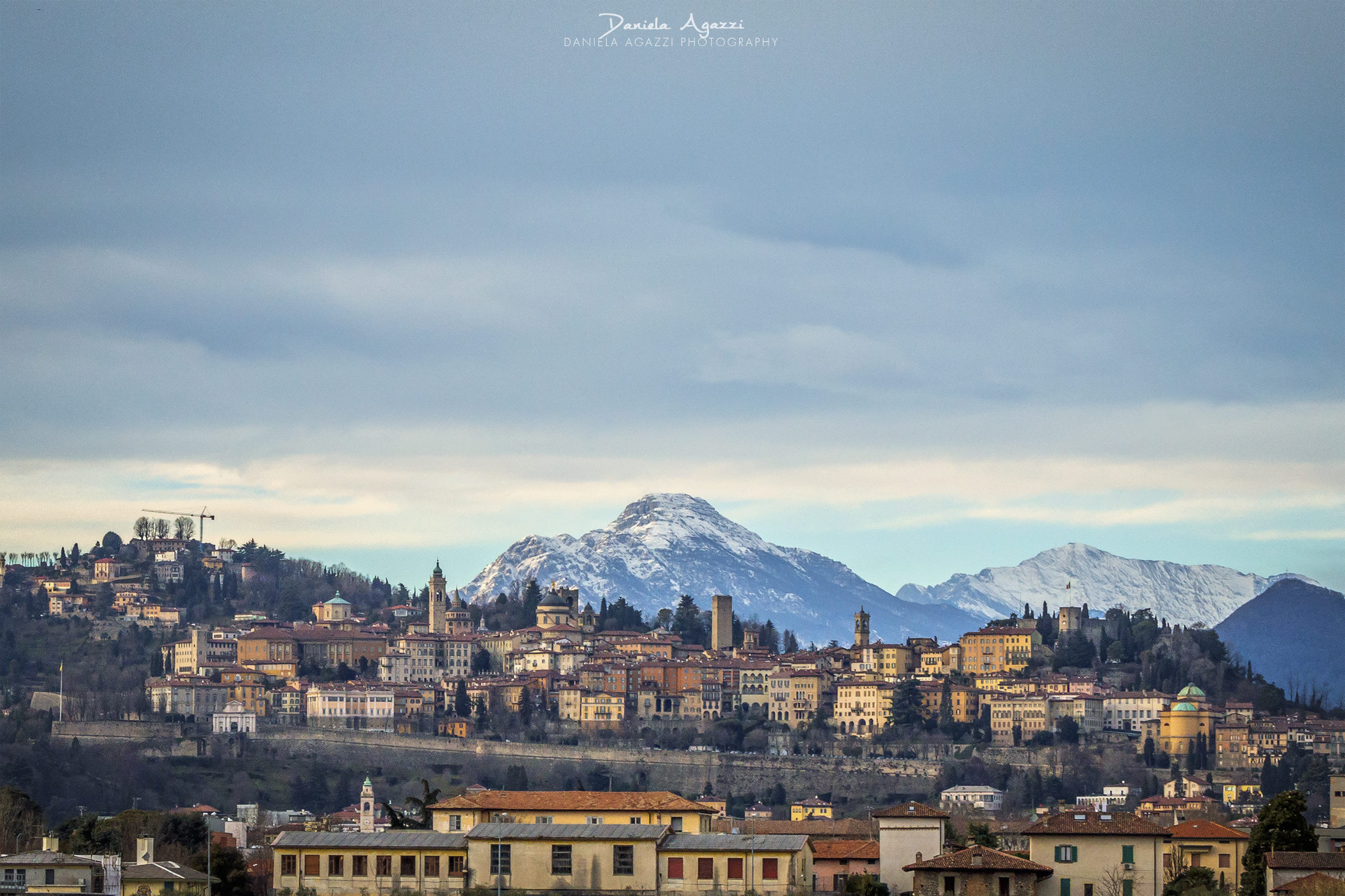 Bergamo and the snowy Orobie...