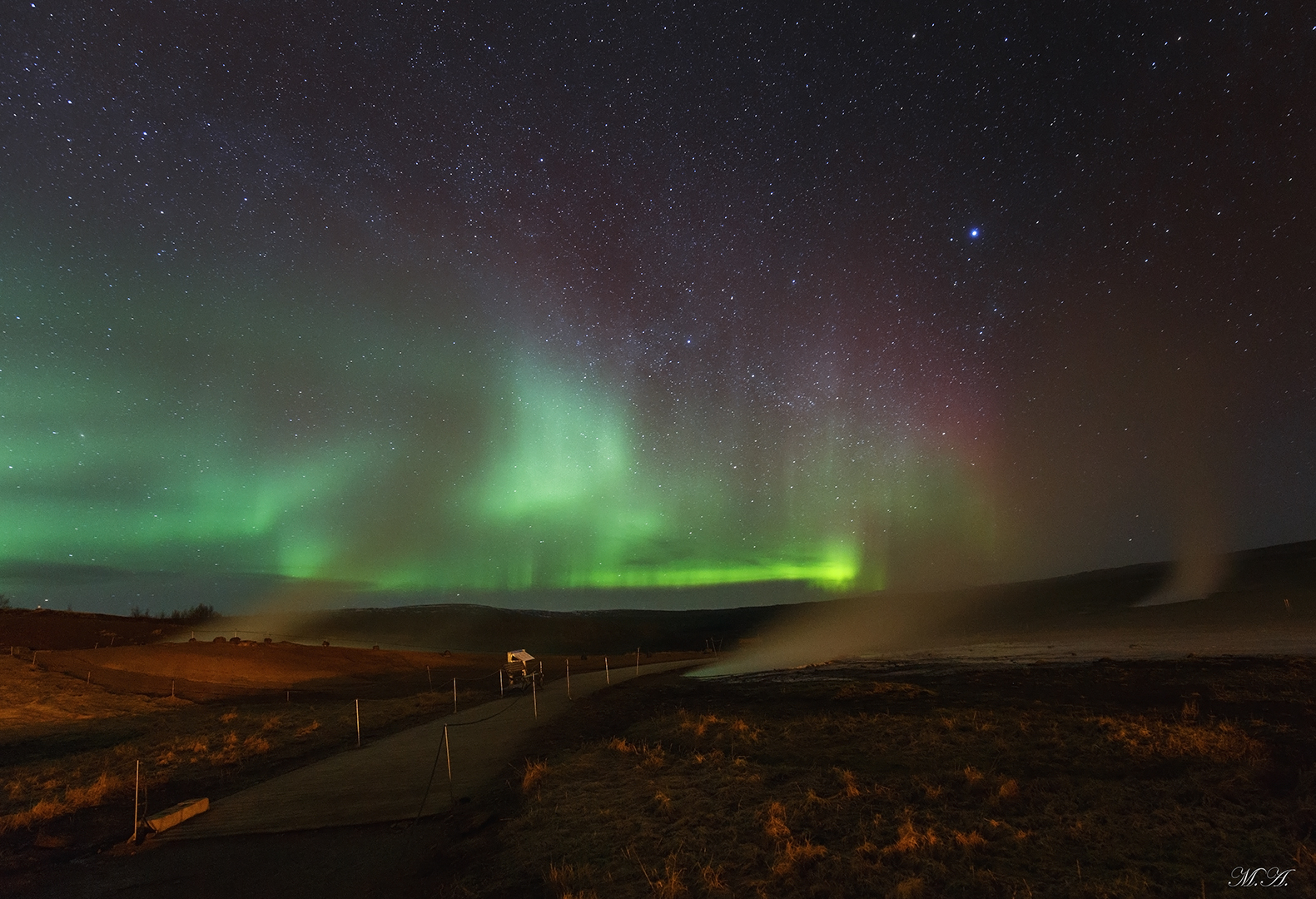 Aurora boreale Geysir, Islanda - kp 4...