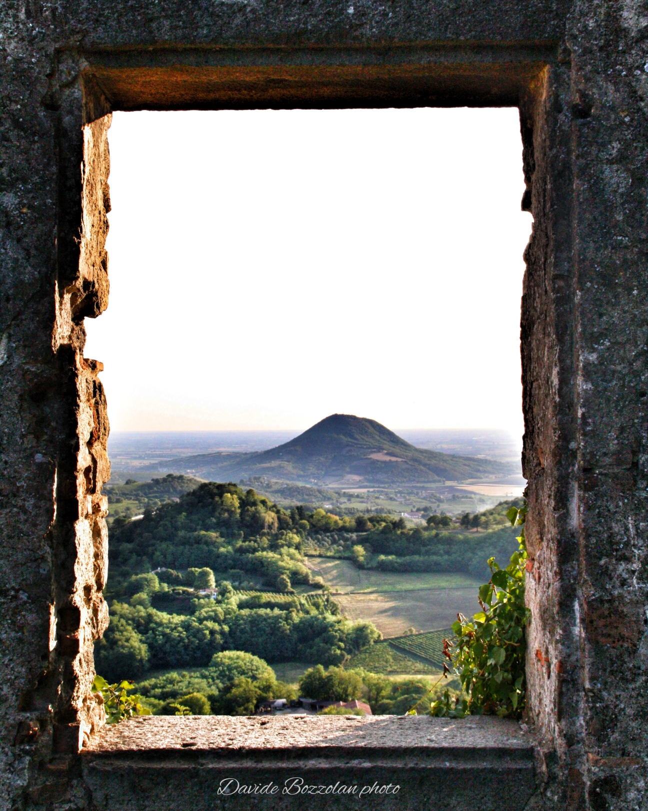 window of rock ruins of Euganean hills...