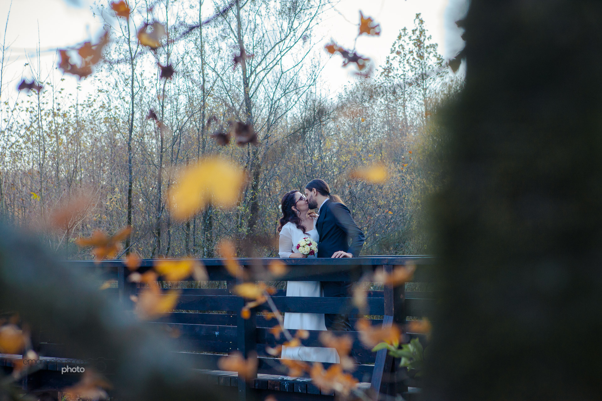Bride and groom in the autumn...